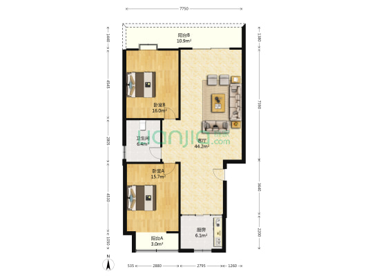 义勇路118号院 2室1厅1卫 111平方