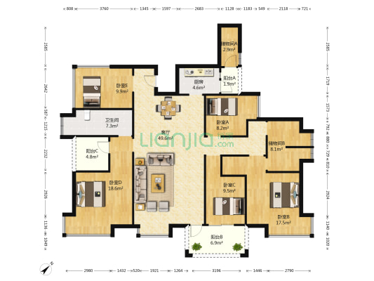 峰度天下 5室1厅1卫 171平方