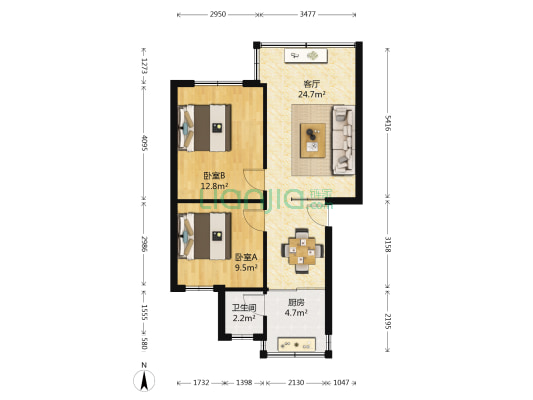 云南云桥工程质量检测有限公司 2室1厅1卫 58平方