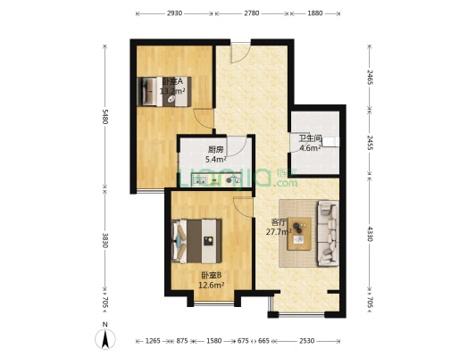 雍锦香颂 2室1厅1卫 87平方