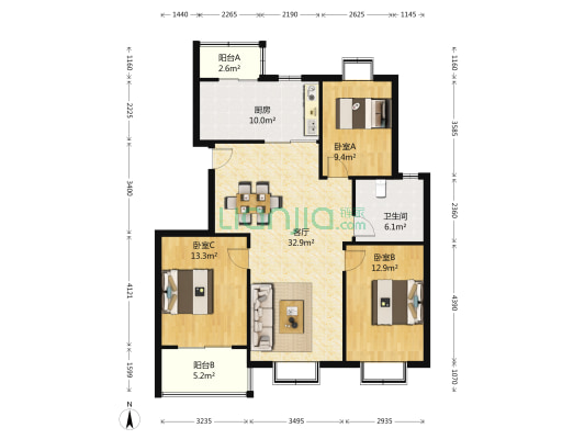 东都商苑 3室1厅1卫 111平方