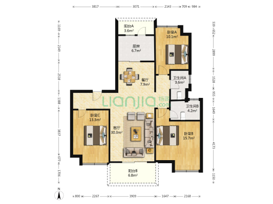 安庆碧桂园钻石郡 3室2厅2卫 124平方
