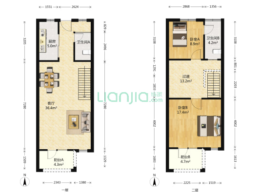 青岛小镇·观湖东区 2室1厅2卫 101平方