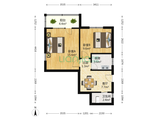 长青教师公寓 2室1厅1卫 63平方