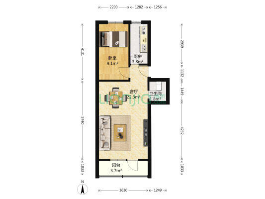 六一幼儿园家属楼 1室1厅1卫 53平方