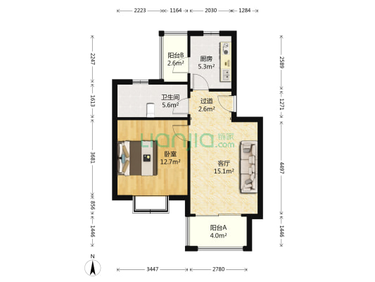 万祥馨苑 1室1厅1卫 63平方