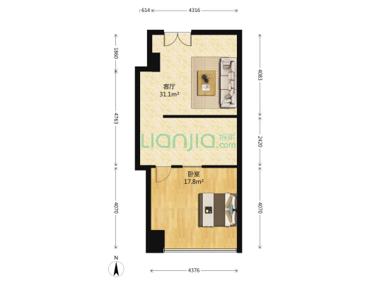 名门国际中心 1室1厅0卫 69平方