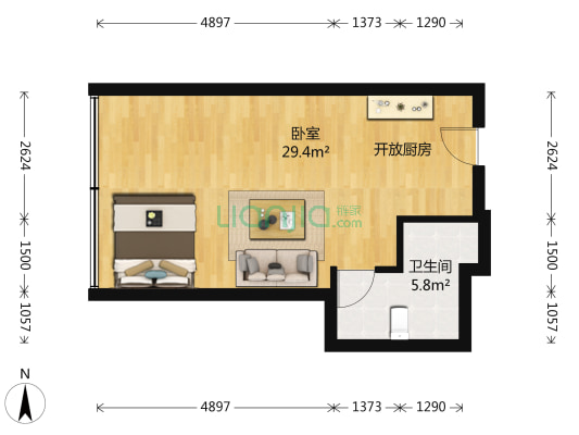 万菱汇广场 1室0厅1卫 54平方
