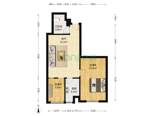 海岸水城 2室1厅1卫 72平方