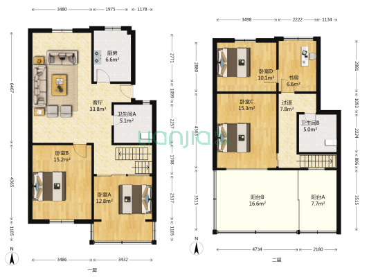 东大街12号院 5室1厅2卫 85平方