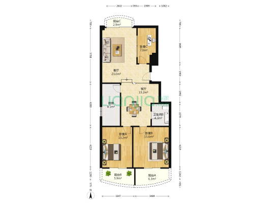 集贤公寓北苑 3室2厅1卫 124平方