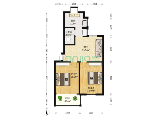 蔡家田A区 2室1厅1卫 70平方