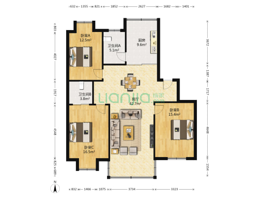 胥馨家园 3室1厅2卫 118平方