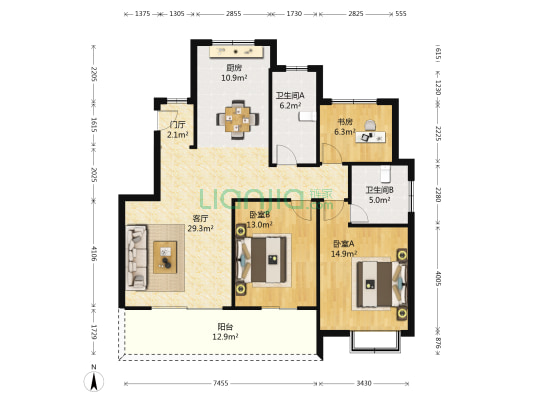 滨江稽山翡翠园 3室1厅2卫 114平方