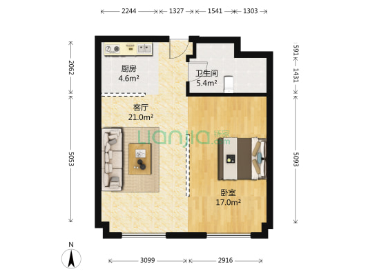 华润橡左橡右 1室1厅1卫 63平方