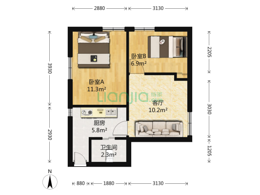 四达路25弄 2室1厅1卫 50平方