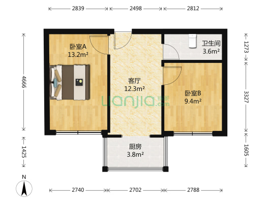 聚宝富苑 2室1厅1卫 55平方