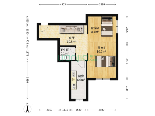 信达•东湾半岛第一区 2室1厅1卫 51平方