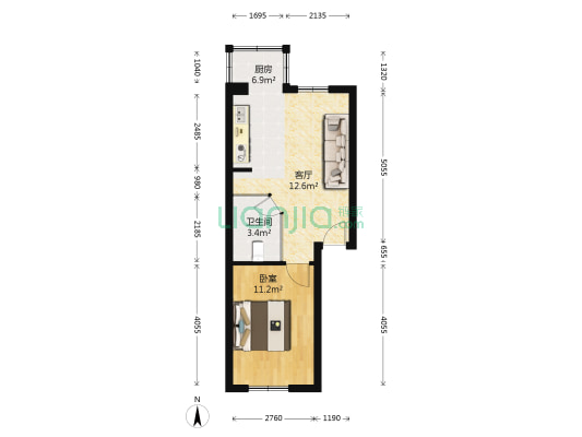 华泰世纪新城一期北区 1室1厅1卫 49平方