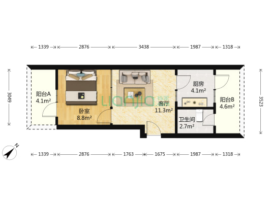 艺雅苑 1室1厅1卫 37平方