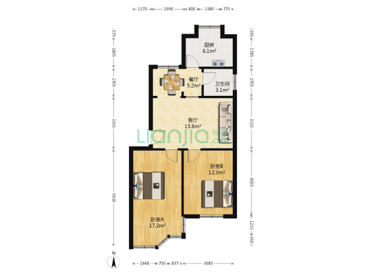 独活大药房家属院 2室2厅1卫 77平方