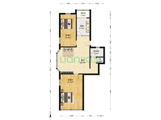 山东路（市南西区） 2室1厅2卫 99平方