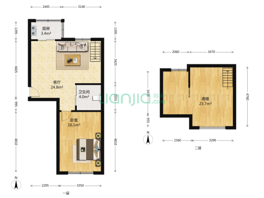 华泰世纪新城二期A区 1室1厅1卫 63平方