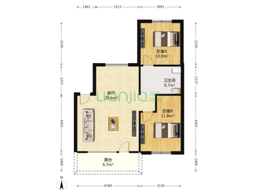 虹园新村 2室1厅1卫 61平方