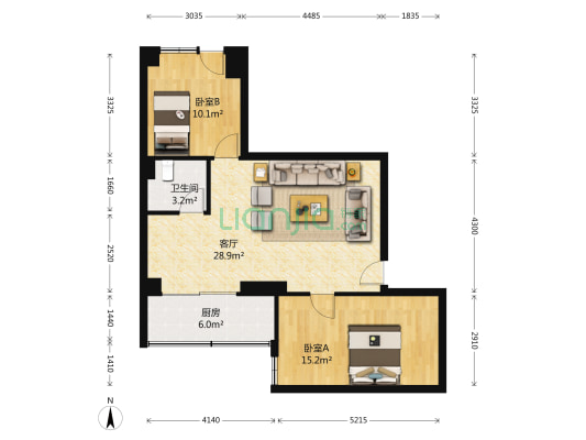 金迪城市花园 2室1厅1卫 85平方