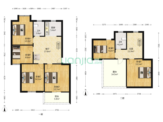 景湖水岸 6室1厅2卫 140平方