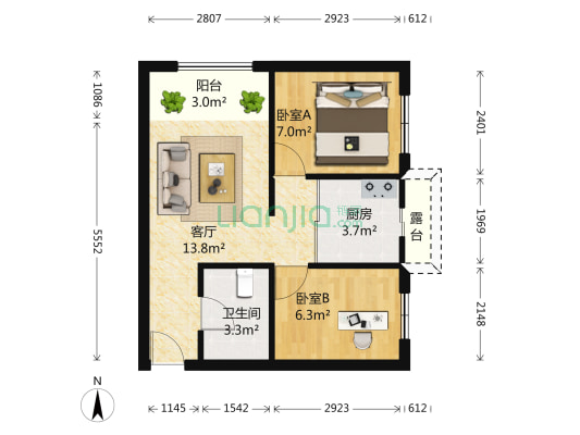 连大文润金宸一二期 2室1厅1卫 65平方