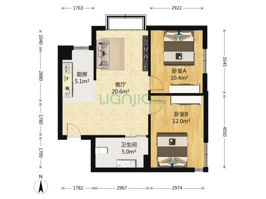 今都小区 2室1厅1卫 83平方