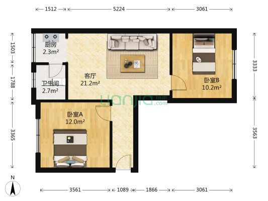 垣焕里 2室1厅1卫 67平方