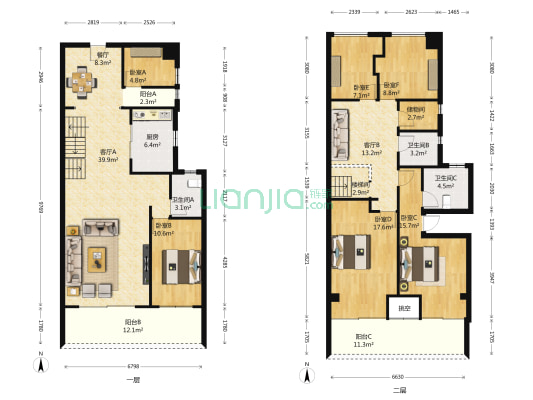 桑泰丹华园三期 6室3厅3卫 137平方