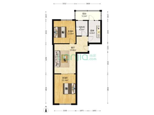 津淄里 2室1厅1卫 77平方