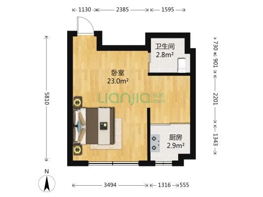 万龙第十城D区 1室0厅1卫 43平方