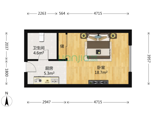云龙十一景 1室0厅1卫 48平方