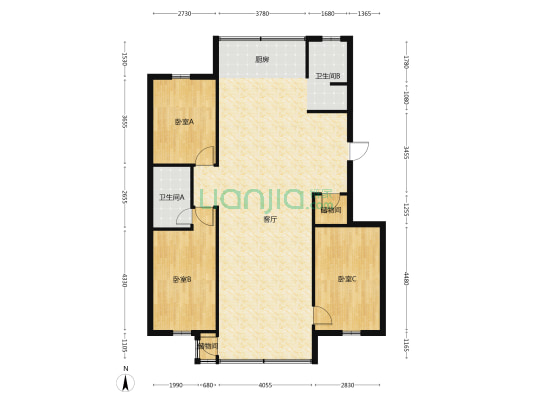 翡翠峯境 3室1厅2卫 135平方