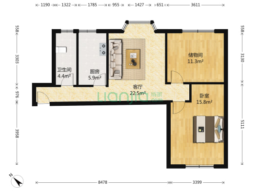 文星大厦 1室1厅1卫 88平方