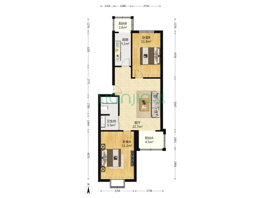 春泽北院 2室1厅1卫 88平方