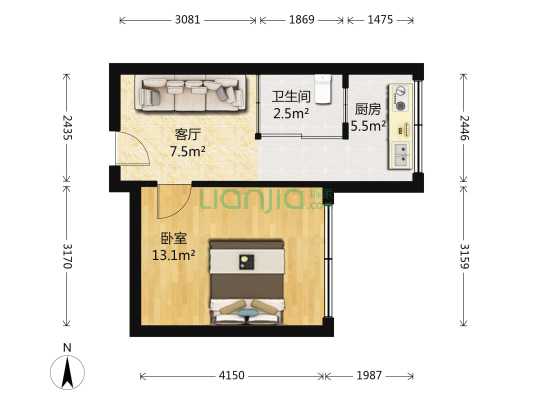 通化路酒厂楼 1室1厅1卫 37平方