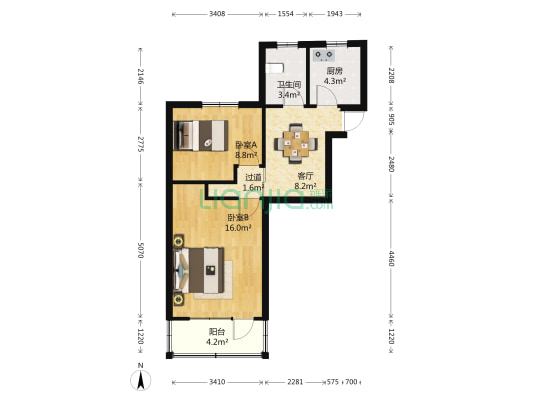 马泾桥二村 2室1厅1卫 57平方