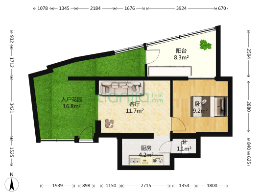昆明淀粉糖厂宿舍区 1室1厅1卫 40平方