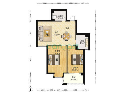 福湾新城冬阳苑 2室1厅1卫 78平方