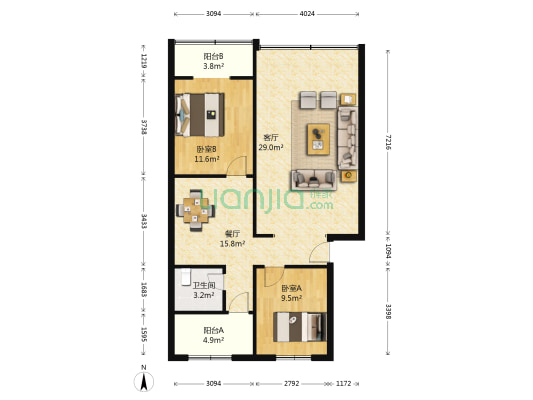 观凤楼社区职高家属院 2室2厅1卫 93平方