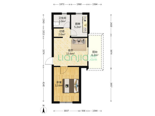 金桥和苑 1室1厅1卫 53平方