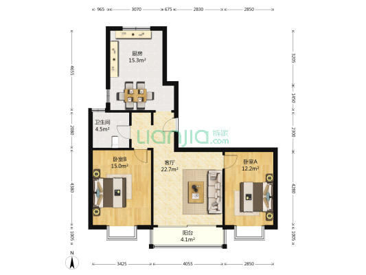 祥和花园 2室1厅1卫 98平方