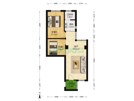 回龙路 2室1厅1卫 50平方