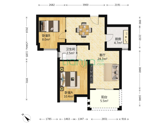 华发未来荟 2室1厅1卫 75平方