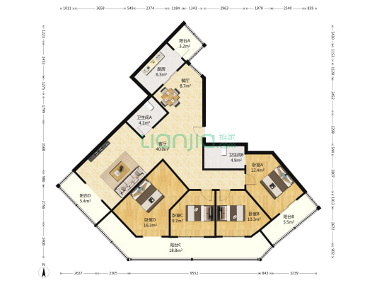 东莱里社区 4室2厅2卫 170平方